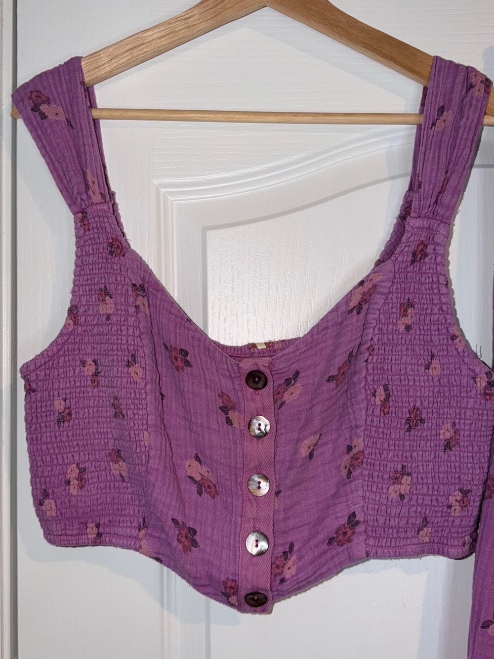 Free People Lavender Floral Button Maxi Skirt and Crop Top Set - Picture 4 of 5